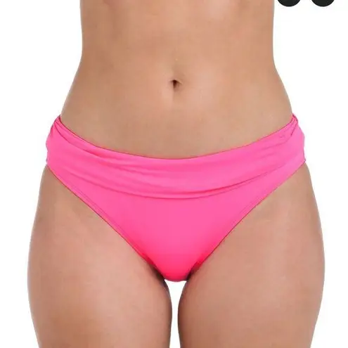 La Blanca Island Goddess Shirred Band Hipster Bottom - Bright Pink nwt