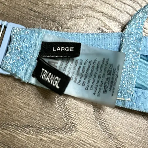 Triangl Swimwear Blue Shimmer Bikini Top Size Large