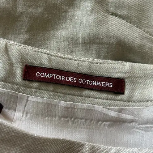 Comptoir Des Cotonniers Linen Blend Metallic Detail Khaki Pencil Skirt S Small