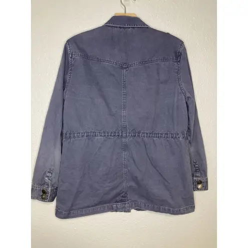 Womens L Shacket Chambray Light Wash Utility Cinched Waist Button Up Cotton On Blue Size L