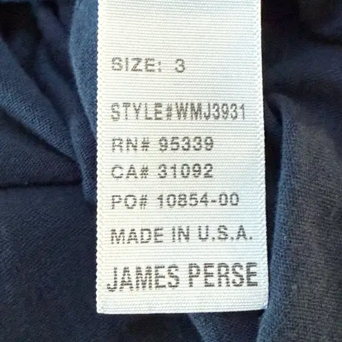 James Perse Standard Long Sleeve V-Neck Top Size 3 (L) Navy Blue