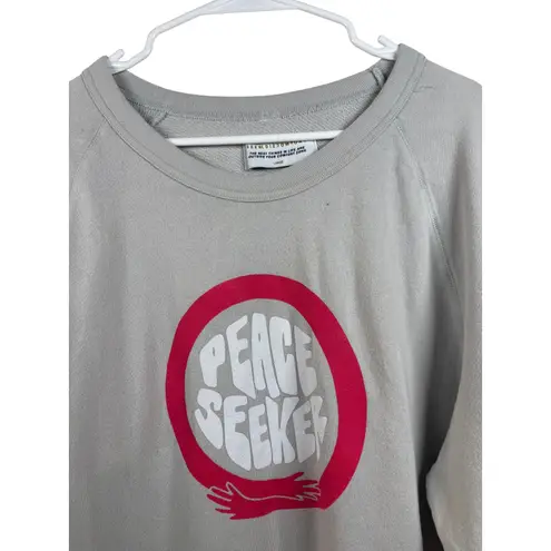 Seek Discomfort Peace Seeker Graphic Print Pullover Crewneck Sweatshirt Gray Size L