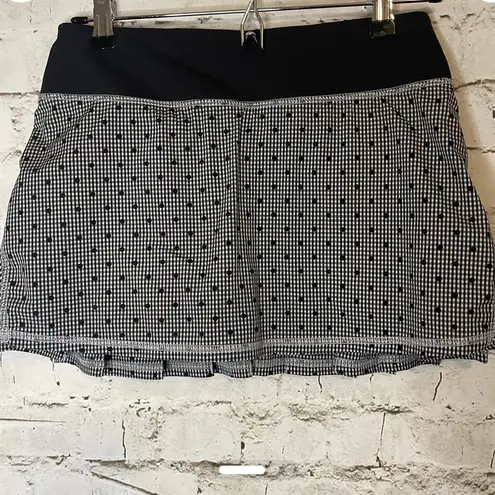 Lululemon  Run Pace Setter Skirt  2 Way Stretch Dottie Gingham Black White 4