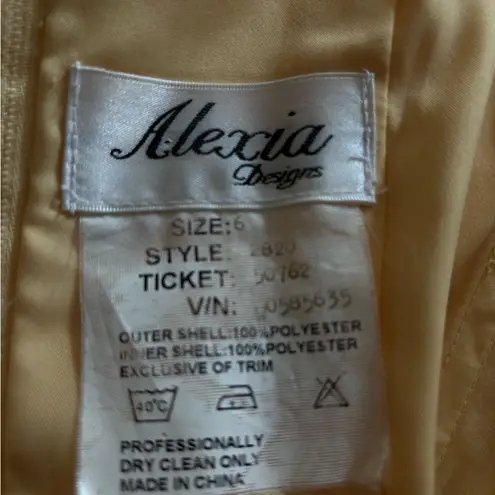 ALEXIA DESIGNS Yellow Long Ruched Strapless Tafetta Prom Formal Dress Small/6 Gold