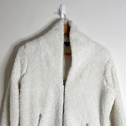 Gaiam Sherpa Fleece Full Zip Athletic Jacket Shawl Collar Yoga Off White size M