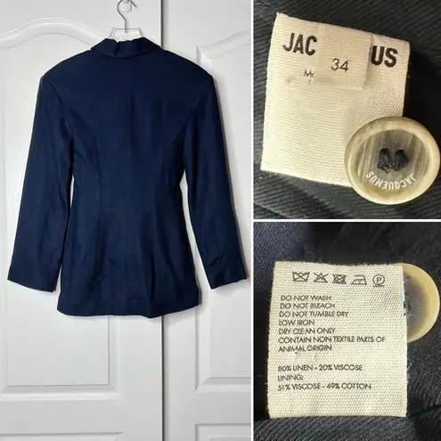 Jacquemus NWT Arles Mini Cutout Blazer Dress Linen Dark Blue Size 34 (2 US)