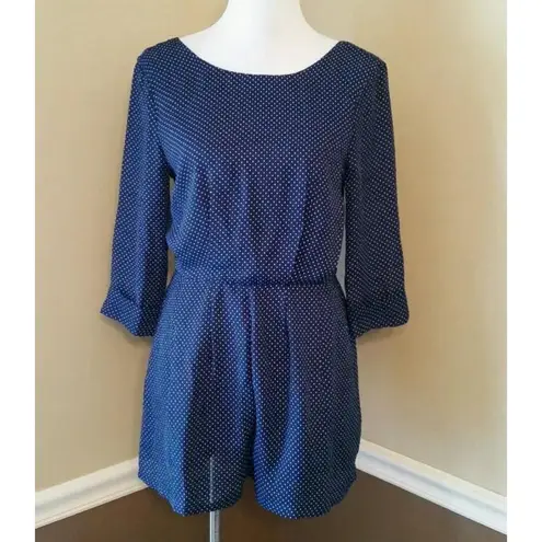 Lucy Paris NEW Modcloth Blue & White Polka Dot 3/4 Sleeve Shorts Romper Medium