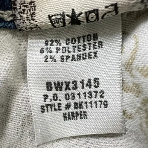 BKE Denim Harper Jeans Womens Size 32 Cropped Blue Denim Embroidered Pockets