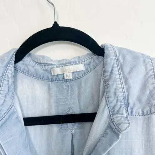 Laju | Collared Button Down Layer Denim Jean Top Shacket in Blue Size M