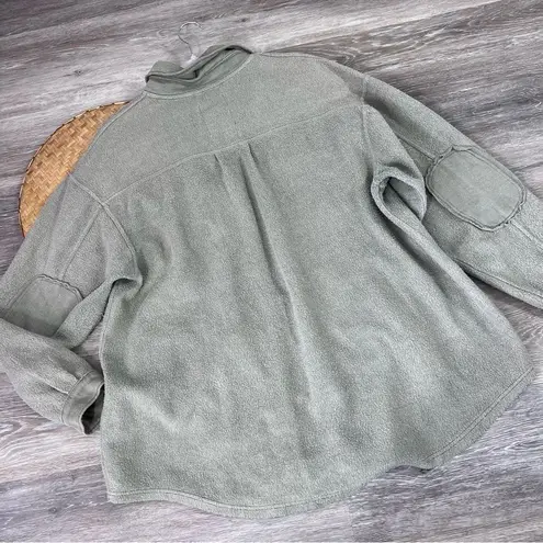 Stoosh Green cozy shacket olive green w/ elbow patches