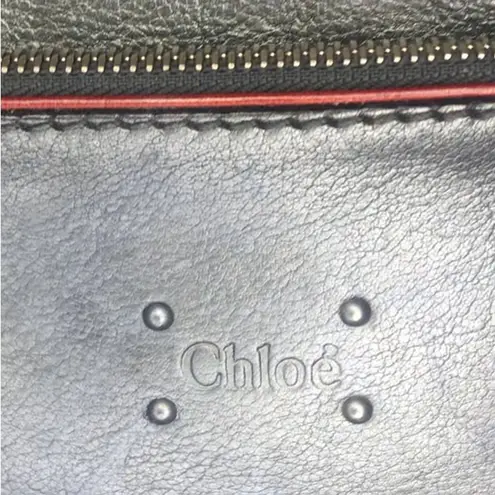 Chloé CHLOE Paddington Bag Silver Leather Tote Padlock Key Crossbody Shoulder Strap