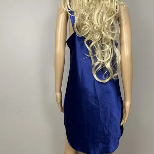 Vintage Barbizon Blue Satin Chemise Slip Dress Size Large Shiny Silky Nighty