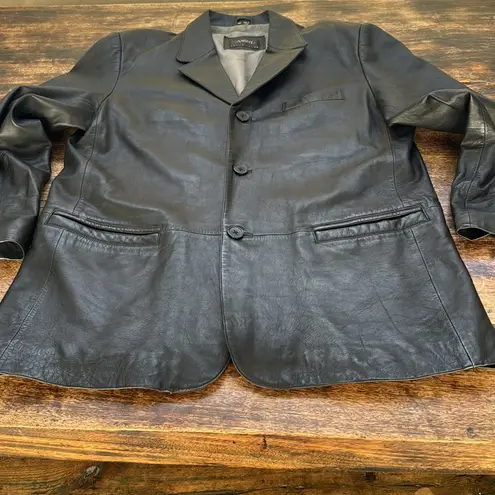 Black leather coat / blazer oversized men’s style butter soft leather so cool Size undefined