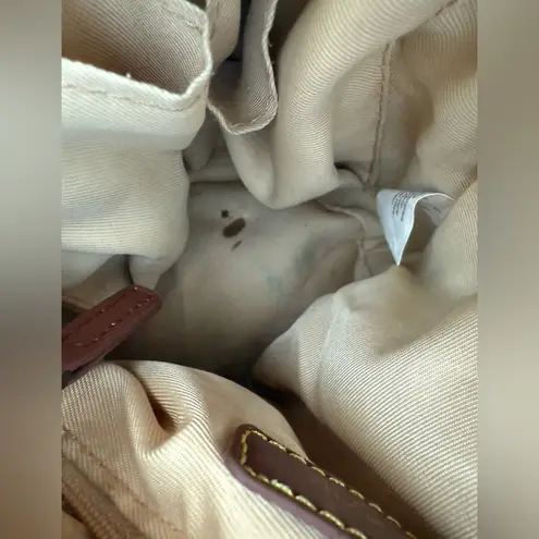 The Sak Brown Golden Crocheted Woven Tasseled Bucket Bag Medium Sized