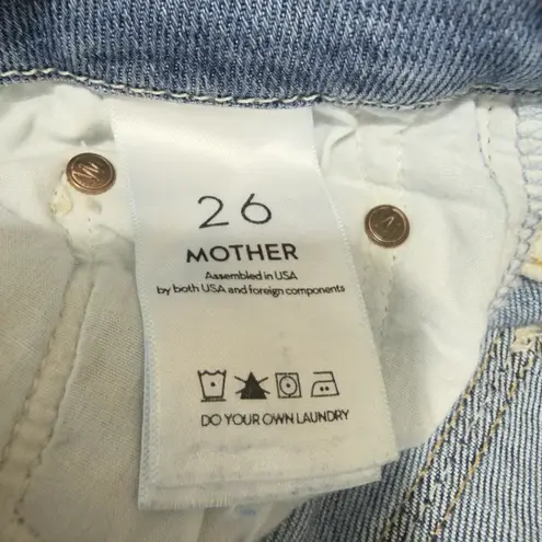 Mother Women’s High‑Waisted Looker Crop Jeans Size 26 Chatterbox Knee Rips Blue