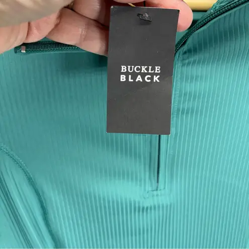 Buckle Black Teal Green Fitted Long Sleeve Athletic Pullover Size XS