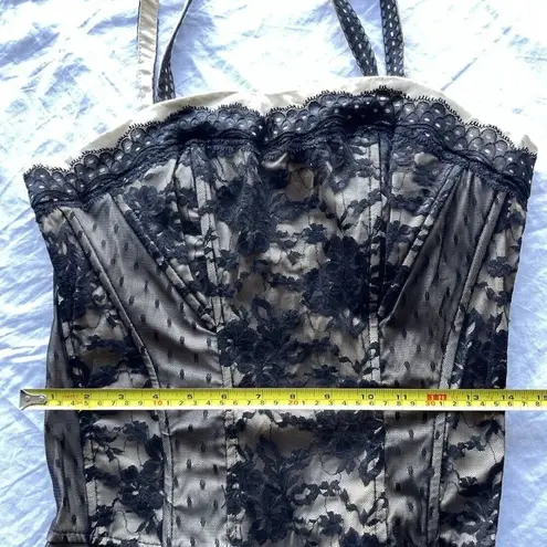 Tripp NYC Vintage Women's Corset Sz M Tank Top Black Brown Lace Up Zip Cotton