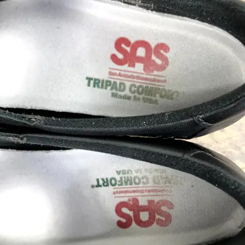 SAS Willow Leather Loafer Women Sz 9N Black Cutout Tripad Comfy Retro Made USA