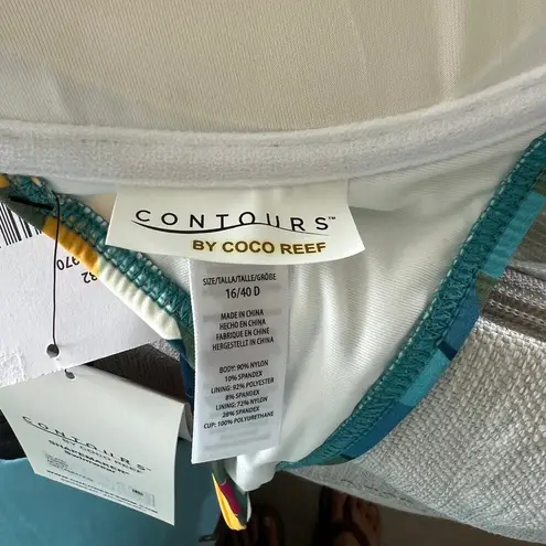 CONTOURS by COCO REEF Push Up Bikini Top Sz 16/40D Floral Leaves Tropical NEW Green