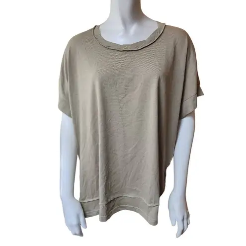 White Birch Tan & Cream Floral Patterned Sheer Back Blouse (S)