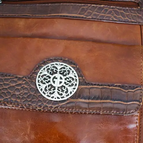 Giani Bernini Leather Croc Patterned Trim Crossbody Bag