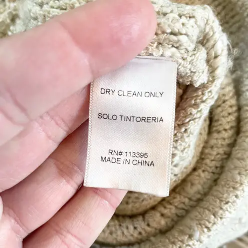 Caren Forbes Knit Sweater V-Neck Pullover Diamond Pattern Beige S Bohemian Boho