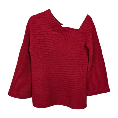 ALC Frank ALC Red Charly One Shoulder Cashmere Wool Sweater Bell Sleeve Women's XS