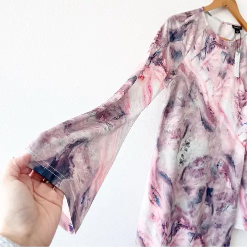 Karen Millen Marble Print Jersey Long Sleeve Maxi Dress in Pink