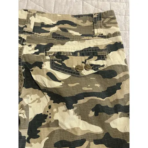 Nori Bermuda Tactical Shorts Womens Juniors Size 3 Brown Black Camo Stretch