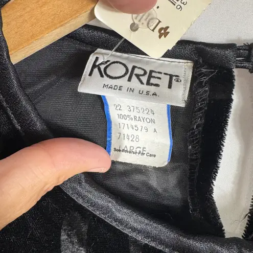 Koret Vintage Black Velvet Burnout Swirls Long Sleeve Blouse Top Elegant Size L