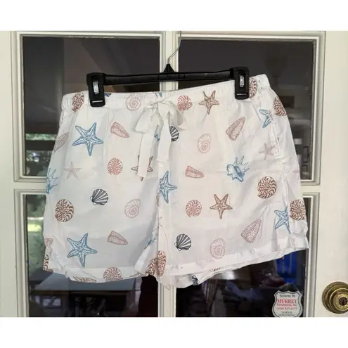 Ann Taylor Loft Size Medium Sleep Pajama Shorts Beach Shells Lined Pockets