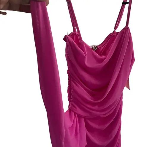 Blashe Los Angeles Pink Ruched Tie Front Spaghetti Strap Formal dress NWT