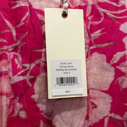 Love Shack Fancy NWT Pink  Floral Cotton Silk Teyana Mini Dress Holiday Sun Fuschia