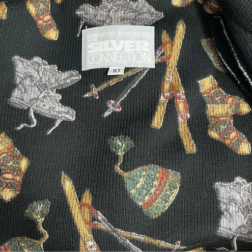 Vintage Dorothy Schoelen Black Ribbed Knit Sweater Skirt & Jacket Set Size 10