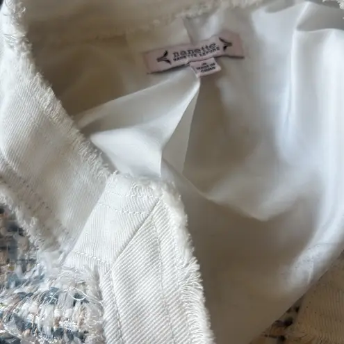 Nanette Lepore NWT  Denim Trim Bouclé Tweed Jacket Color: Blue/ White Small