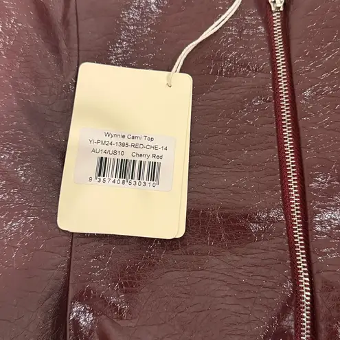 Peppermayo Wynnie Faux Leather Midi Skirt and Strapless Top Set Cherry Red 8/10