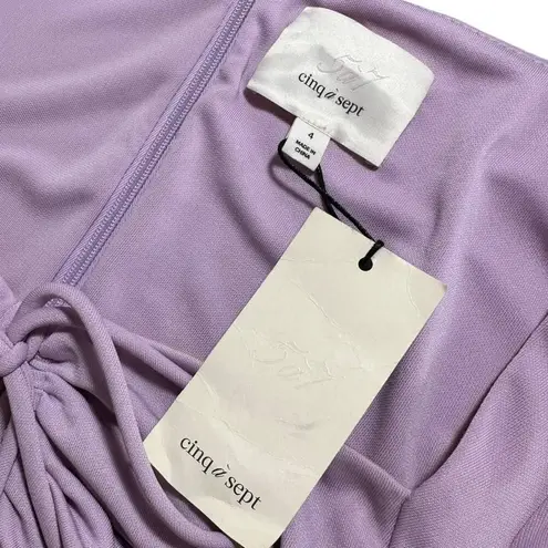 Cinq à Sept Cinq A Sept NEW Janis Square Neck Tie Front Short Sleeve Midi Dress Purple 4