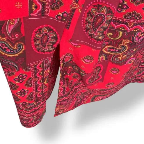 Vintage 90s Maxi Dress Red Paisley Patchwork Sleeveless Scoopneck Tie Waist 3X