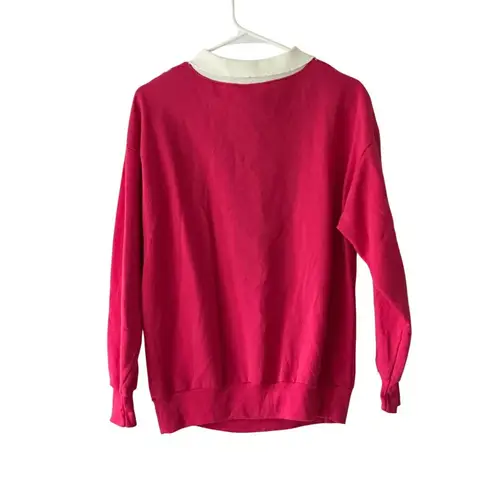 Vintage Great Lakes Apparel Pink Knit Sweater Embroidered Floral White Collar M Size M