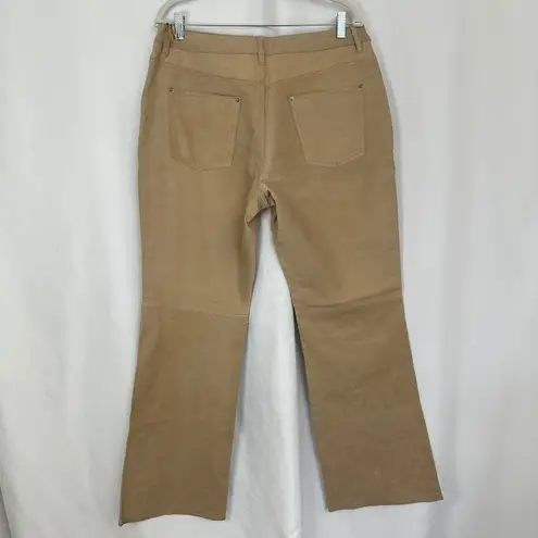Route 66 Vintage  Genuine Leather Suede Flare Leg Button Fly‎ Pants Women Size 16