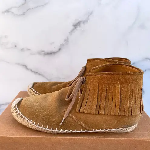 Saint Laurent Tan Suede Fringe Espadrille desert boot booties IT 39.5 US 9.5