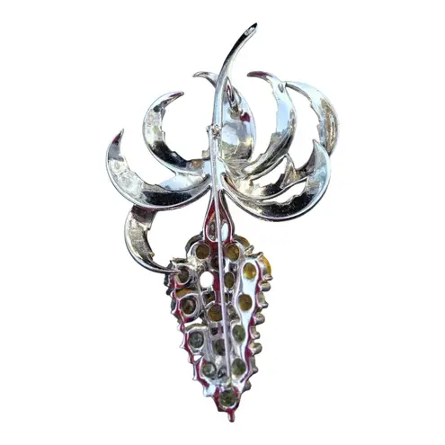 Vintage 1940's Marcel Boucher Grape Brooch Crystal Rhinestone Enamel Pin Pink