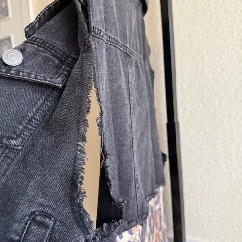 Origami Longline Open Front Layered Textured Knit Cardigan Vest L XL Duster Boho Black