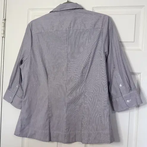 Riders by Lee Cotton Polyester Button Up shirt Blue and White Pinstripes Size M