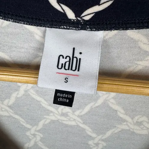 CAbi  Womens Cruise Dress Sz Small Jersey Knit V-Neck Puff Sleeve Nautical Beachy