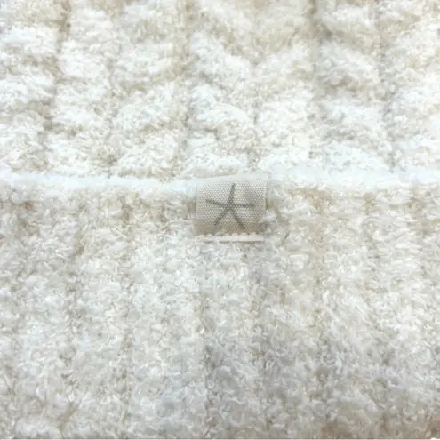 Barefoot Dreams CozyChic Cable Beanie with Pom Pom in Cream NEW