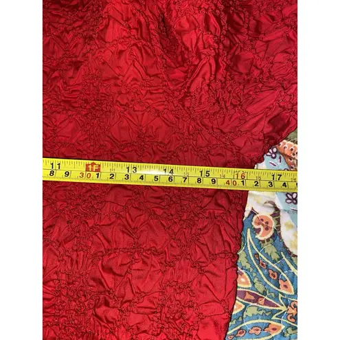 Go Silk Crinkle Fabric Red Lightweight Button Front Stretchy Blouse Top Sz PS