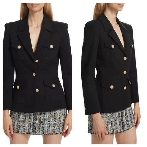 Generation Love  Gil Compact Stretch Ponte Blazer Gold Buttons Black Women's S