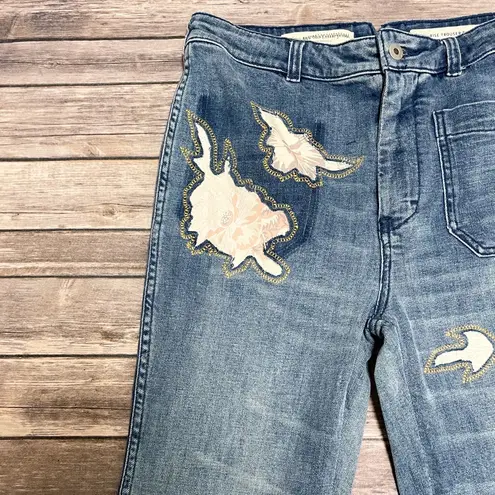 Pilcro and the Letterpress High Rise Trouser Bootcut Medium Wash Floral 29 NWT