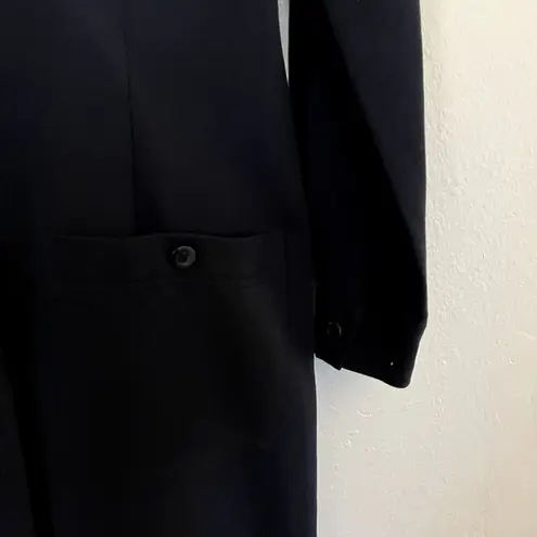 Robbie Bee 90s Blue Textured Duster Dress Long Sleeve Button Down Jacket